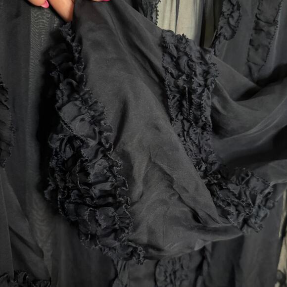 Ulla Johnson Althea Dress Midi Ruffle Long Sleeve Midnight Blue Size 4 - Picture 9 of 9